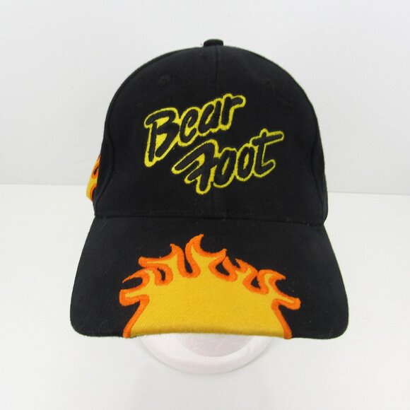 Head Start Caps Other - Bear Foot Embroidered Logo with Flames Men's Black Adjustable Strap Back Cap Hat